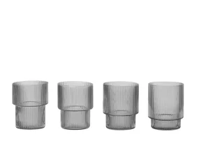 Sklenice Ripple set 4ks, smoked grey
