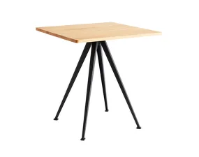 Kavárenský stolek Pyramid Table 21, 70 x 70 x 74 cm, black powder coated steel / oiled solid oak