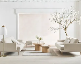 Pouf Veneda 91x91, white pigmented oiled oak/Ascot beige