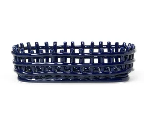 Organizér Ceramic Basket Oval, blue