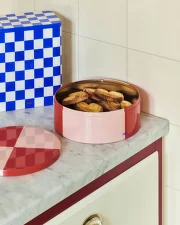 Plechová dóza Tin Container Large, blue and off-white