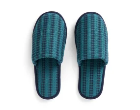 Pantofle Waffle Slippers, stripe petrol blue