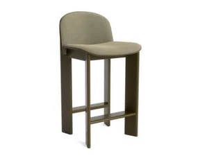 Barová židle Chisel 35 H65, green umber lacquered beech / Linara 313
