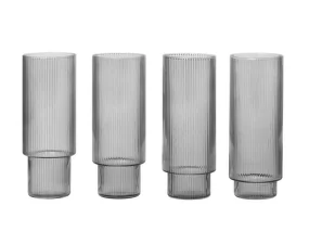 Sklenice Ripple Long Drink set 4ks, smoked grey