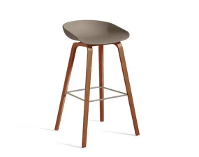 Barová stolička AAS 32 High Lacquered Walnut Veneer, khaki