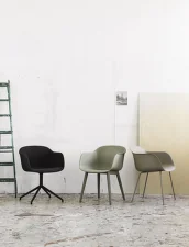 Židle Fiber Armchair Wood Base, grey