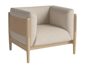 Křeslo Dive White Oak, Monza beige / nature leather