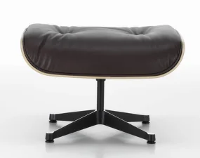 Ottoman Eames Lounge, walnut dark / leather natural F68 chocolate