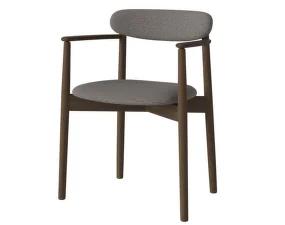 Čalouněná jídelní židle Merge s područkami Dark Oak, steel grey