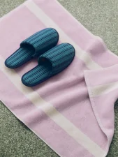 Pantofle Waffle Slippers, stripe petrol blue