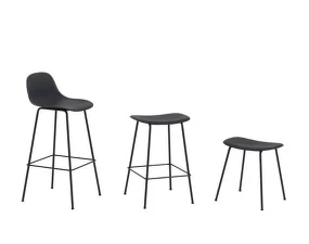 Stolička Fiber Stool Tube Base, black leather