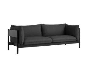 Třímístná pohovka Arbour, black lacquered solid beech / Re-Wool 198