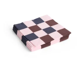 Ubrousky Pattern Lunch 20ks, light pink, bordeaux and black M check