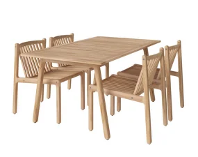 Zahradní souprava Patio se 4 židlemi, untreated solid teak