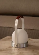 Přenosná lampa Carrie Leather Handle, brushed aluminium