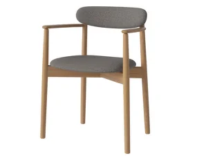 Čalouněná jídelní židle Merge s područkami Oiled Oak, steel grey