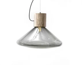 Závěsná lampa Muffins WOOD 05P PC865,  smoke grey / natural waxed oak