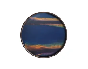 Tác Organic Glass Tray Round S, indigo