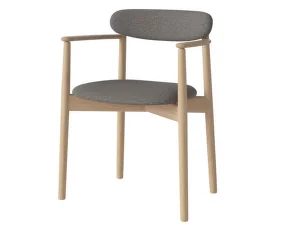Čalouněná jídelní židle Merge s područkami White Oak, steel grey