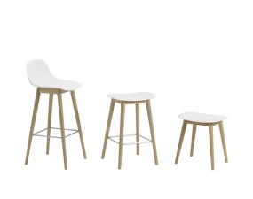 Stolička Fiber Stool Wood Base, black