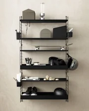 Police String Metal Shelf Low Edge 58 x 30, black