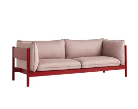 Třímístná pohovka Arbour, wine red lacquered solid beech / Re-Wool 648