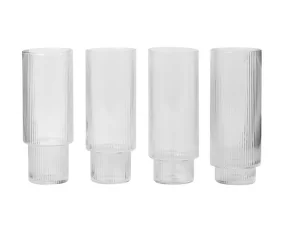 Sklenice Ripple Long Drink set 4ks, clear
