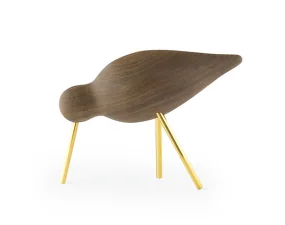Dřevěný ptáček Shorebird Medium, walnut / brass