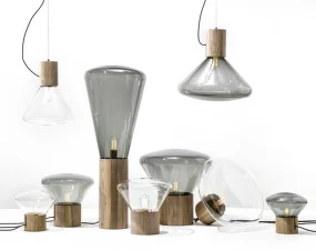 Závěsná lampa Muffins WOOD 05P PC865,  smoke grey / natural waxed oak