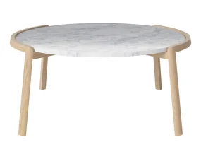 Konferenční stolek Mix Ø94, white oiled oak/grey white marble