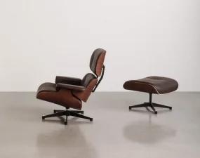 Eames Lounge Chair & Ottoman Santos Palisander, Leather Premium F66 nero