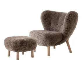 Křeslo Little Petra VB1 a pouf ATD1, oak/sheepskin Sahara