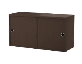 Komoda String Cabinet With Sliding Doors 78 x 30, dark oak