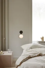 Nástěnná lampa Apiales, satin black/opal