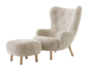 Křeslo Petra VB3 a pouf ATD1, oak/sheepskin Moonlight