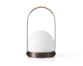 Přenosná lampa Carrie Leather Handle, bronzed brass