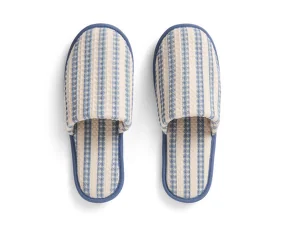 Pantofle Waffle Slippers, stripe dusty blue