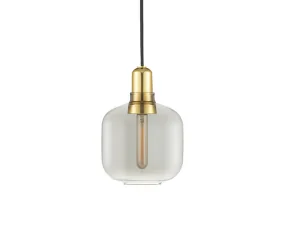 Závěsná lampa Amp Small, smoke / brass