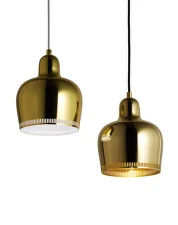 Závěsná lampa A330S „Golden Bell“, brass/white