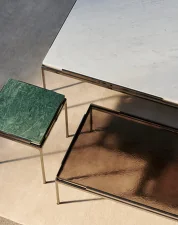 Stolek Sett LN11, dark chrome  / Verde Guatemala marble