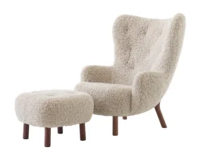 Křeslo Petra VB3 a pouf ATD1, walnut/sheepskin Moonlight
