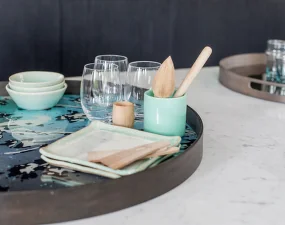 Tác Mirror Tray Round S, charcoal