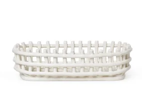 Organizér Ceramic Basket Oval, off-white