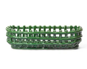 Organizér Ceramic Basket Oval, emerald green