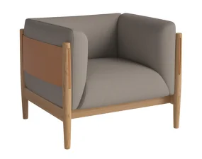 Křeslo Dive Oiled Oak, Beize dark beige / cognac leather