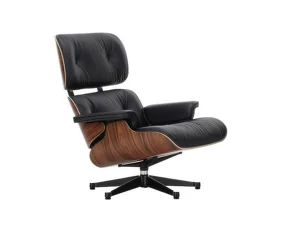 Křeslo Eames Lounge Chair Santos Palisander, Leather Premium F66 nero