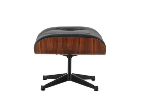 Ottoman Eames Lounge, Santos palisander / leather premium F66 nero
