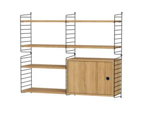 Policová sestava String Living Room R, oak/black