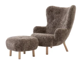 Křeslo Petra VB3 a pouf ATD1, oak/sheepskin Sahara