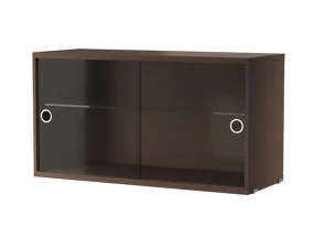 Skříňka Display Cabinet with Sliding Doors, dark oak
